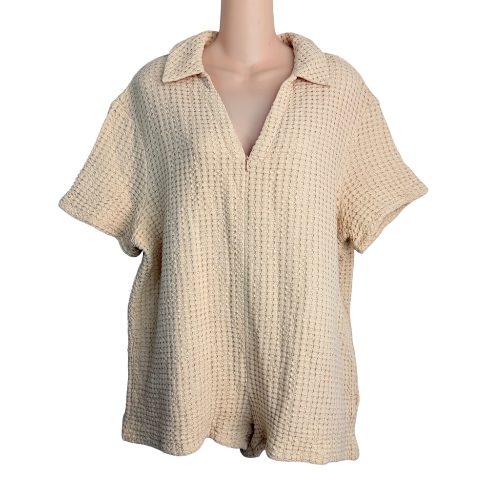 Sabo Skirt Aymee Playsuit Waffle Knit Romper Beige XS/2 Beach Minimalist
